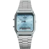 Casio Collection Vintage AQ-230A-2A1MQYES Horloge - Staal - Zilverkleurig - Ø 31.5 mm