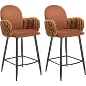 Beliani AMITY - Barstoelen set van 2 - Bruin - Polyester