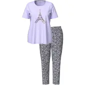 Ulla Popken Pyjama grijs / donkergrijs / lavendel