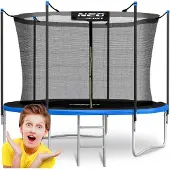 Neo-Sport Een 183 cm grote tuintrampoline met een veiligheidsnet en een klimladder