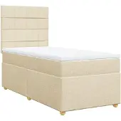 vidaXL Boxspring met matras stof crèmekleurig 100x200 cm