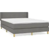 Syfax Boxspring met matras stof donkergrijs 140x190 cm