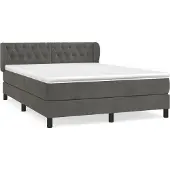 Syfax Boxspring met matras fluweel donkergrijs 140x190 cm