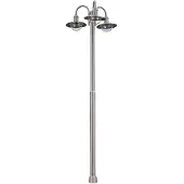 LINDBY lantaarnpaal Damion, 200 cm, 3-lamps, E27, IP44 DAMION, dimbaar, alu / grijs / zink, Roestvrij staal, Modern