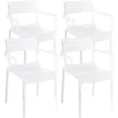 Oviala - Set van 4 witte kunststof terrasfauteuils - Paname
