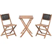 Beliani CONIOLO - Bistroset - Bruin/Zwart - Acaciahout