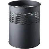 Helit prullenmand the dot H2515795, 15 l, Ø 25,7 x H 32,1 cm, rond, zwart metaal, geperforeerd decor, mat