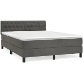 Syfax Boxspring met matras fluweel donkergrijs 140x200 cm