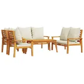 vidaXL 5-delige Loungeset met kussens massief acaciahout