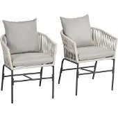 Outsunny tuinstoel - set van 2 stolen - met 4 kussens - staal - beige