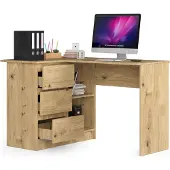 Akord Hoekbureau Links B16 / Computerbureau / Computer Tafel / Bureautafel Rechts / Artisan Eik / 124 x 77 x 85 cm