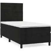 Syfax Boxspring met matras fluweel zwart 90x200 cm