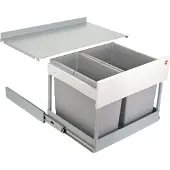 Hailo Tandem S afvalsysteem voor kastbreedte 60cm grijs/zilver 30 liter (12 + 18)
