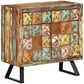 vidaXL Ladekast 70x35x70 cm massief gerecycled hout meerkleurig