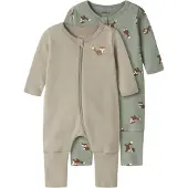 Name it Nachtkledij bruin / taupe / pastelgroen / wit