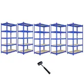 MonsterShop 5 x Blauwe het Rekken Eenheid 5 van het de Opslagpakhuis van de Tier Garage het Opschorten plank 90x50x180cm