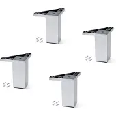 Emuca Lot van 4 Alumix 1 meubelpoten, hoogte 120mm, Plastic, Grijs metallic