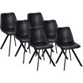 Vente-unique Set van 6 stoelen LUBINE - Kunstleer - Zwart