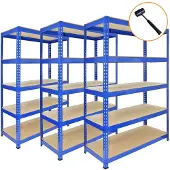 Monster Racking 3 x Blauwe Heavy Duty 5-Laags Stellingkast