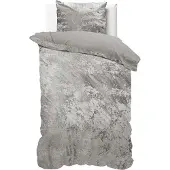 Dreamhouse Velvet dekbedovertrek crushed - Grijs/Taupe - 1-persoons (140x220 + 60x70cm)