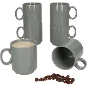 MamboCat Set van 6 EVENT stapelbare koffiemokken GRIJS porselein 250 ml