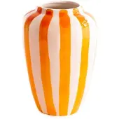 Val Pottery Foolish vaas D8cm H20cm Funky oranje streep