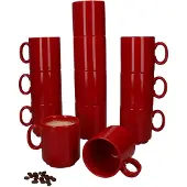 MamboCat Set van 12 EVENT stapelbare koffiemokken rood porselein 250 ml