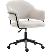 HOMCOM -bureaustoel - linnen (100% polyester) - 63x65x92cm - wit