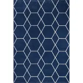 Muratap Trellis uni effen laagpolig vloerkleed modern navy- 200x290 cm