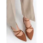 WITTCHEN Dames Leren Ballerina's met Metallic Accenten Bruin Natuurlijk Leer