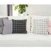 Gek op kussens! Sierkussen vierkantjes /wit | 45 x 45 cm | katoen/polyester