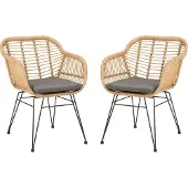 Idimex Tuinstoelen PARAMO, set van 2, van polyrotan – naturel/grijs met een zwart metalen frame