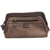 Landleder Rugged Hide - Toilettas - Naturel Bruin