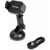 Grundig Autohouder met Draadloze Oplader – 15W – Qi – Zuignap – 360° Draaibaar – Zwart
