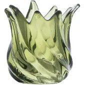 B Living Glazen Waxinelichthouder – Groen – Golvend Design - 9,3 cm - Tulp
