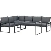 Ebuy24 Zingaro lounge set 1 hoekbank, 1 eettafel zwart.