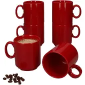 MamboCat Set van 6 EVENT stapelbare koffiemokken rood porselein 250 ml