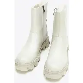 WITTCHEN Dames Leren Chelsea Boots op een Grijs Beige Platform, Natuurlijk Leer