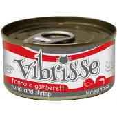 VIBRISSE Kat Natvoer - Tonijn en Garnalen - 24x70gr, Vochtige Voeding Zonder Toevoegingen