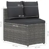 vidaXL 2-delige Loungeset met kussens poly rattan grijs