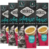 Voskes 4x Kattensnack Triple Layer Rund-sumiri-pompoen 7x30 Gr