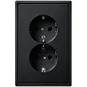 JUNG LS990 Dubbele Stopcontactuitgang Matt Zwart (Europese Stekkerdoos) - LS5015KISWM
