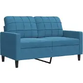 vidaXL Tweezitsbank 120 cm fluweel blauw