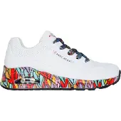 SKECHERS Sneakers laag 'Uno - Ravaged Love' blauw / lichtgeel / lila / wit