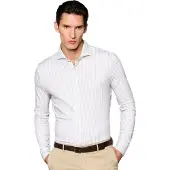 Desoto Beige gestreept overhemd slim fit
