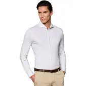 Desoto business overhemd slim fit lichtbruin geprint