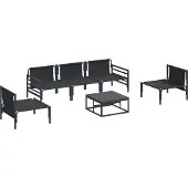 vidaXL Tuinset met 6 zitplaatsen, zwart, staal