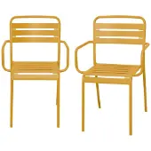 Sweeek - Set van 2 tuinstoelen met armleuningen metaal - amélia