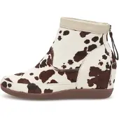 Woden Enkellaarsjes 'Emmy Animal' beige / donkerbruin / wit