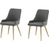 Venture Home 2 x Plaza eetkamerstoel met armleuningen donkergrijs, eik decor.